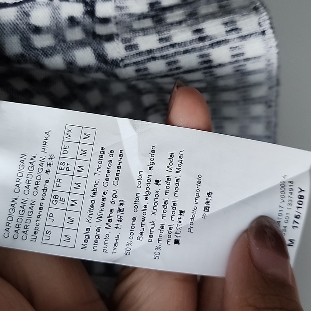 Marina Sport by Marina Rinaldi Fine Knit Cotton Modal Checkered Cardigan - Picture 5 of 7